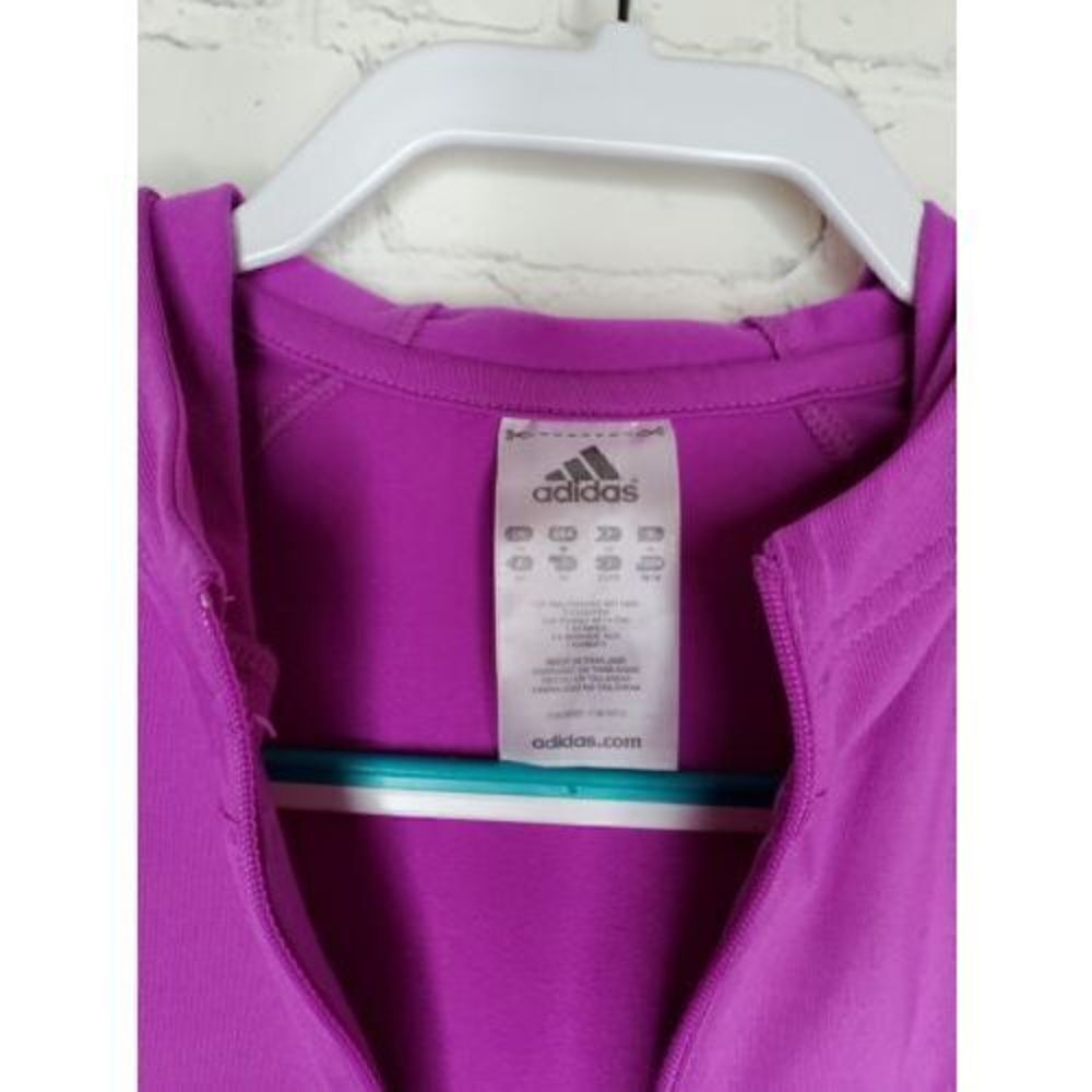 Adidas shirt womens M purple quarter zip techfit hoodie pullover workout run - Picture 3 of 6